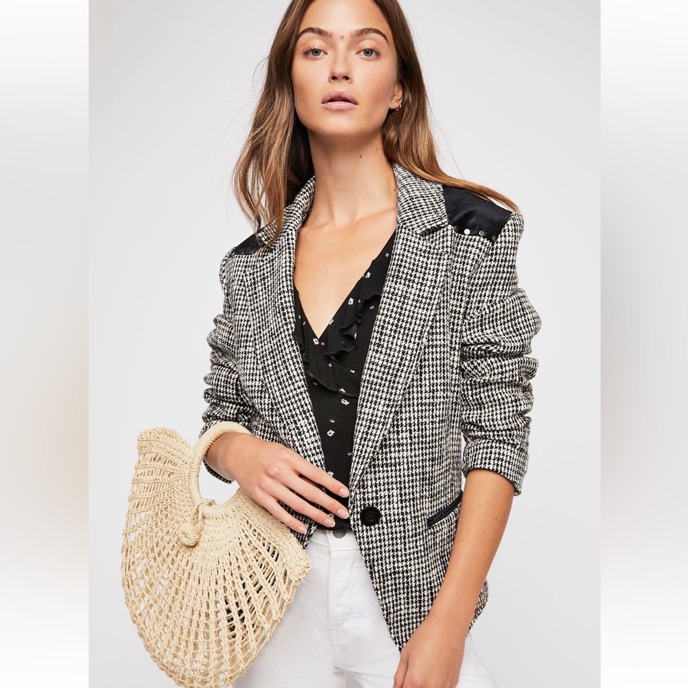 Free People Houndstooth Rodeo Blazer